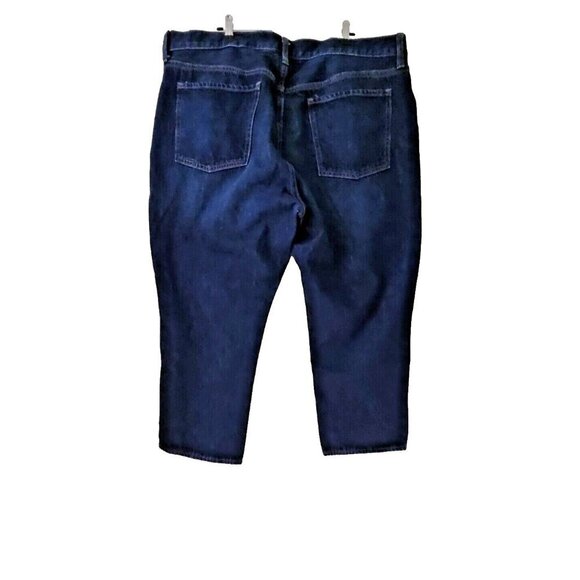 Old Navy Jeans Womens 18 Blue Dark Wash High Rise Slouchy Straight Cropped Boho - Picture 2 of 14